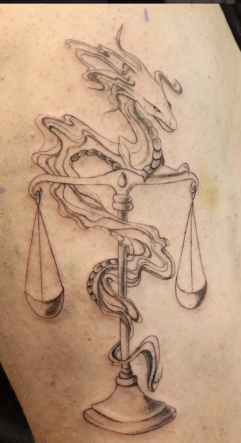 Dragon & scales tattoo